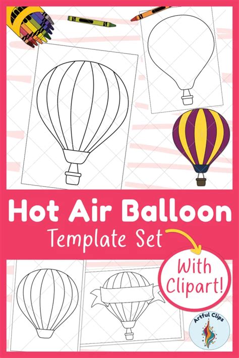 Hot Air Balloon Template Set Free Printable Outlines