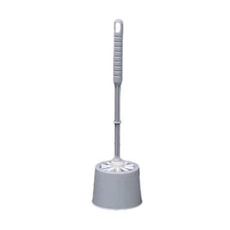 "YOBOLK Toilet Bowl Brush Set, Compact Bathroom Cleaner with Ergonomic Durable Handle, Gray, 3.9
