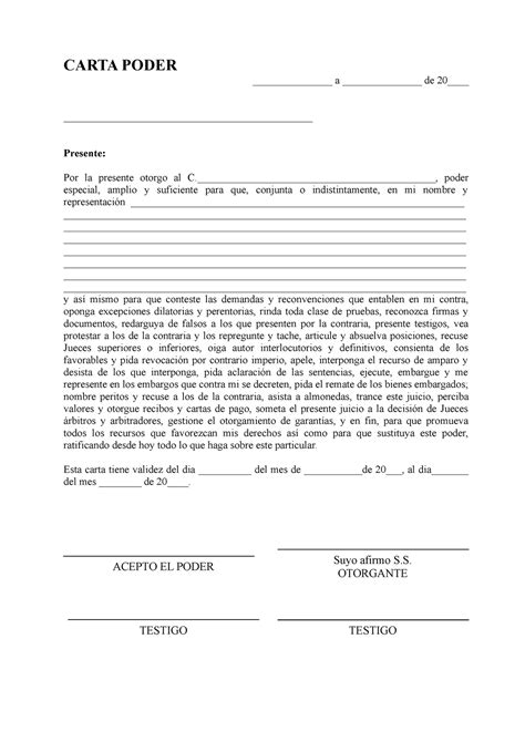 Formato Cartapoder Es De Derecho Derecho Y Derecho Carta Poder A