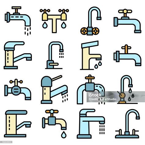 Wasserhahnsymbole Vektor Flach Stock Vektor Art und mehr Bilder von