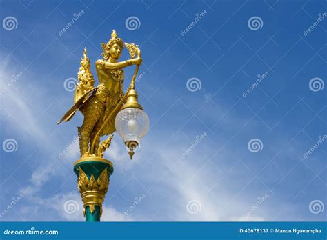 Thai Style Street Lamp Against Blue Sky Stock Image Image Of Light