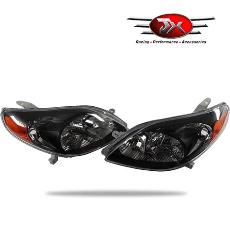 JX RACING Black Headlights Headlamps Pair Set Left & Right Compatible