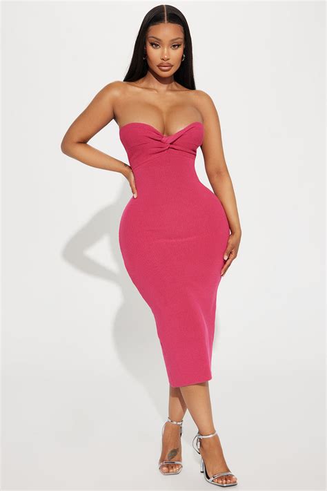 Got Me Twisted Sweater Midi Dress Pink Fashion Nova Dresses