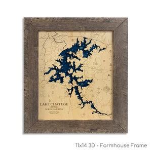 Lake Chatuge Map, Chatuge Lake Map, Custom Lake Map, 3D Lake Map, Wood ...