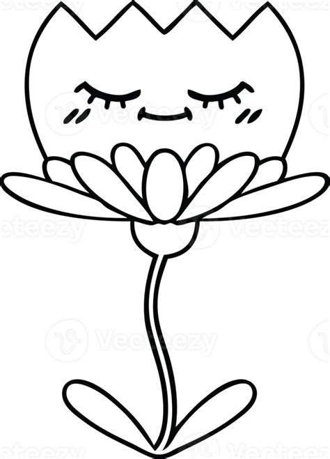 Line Drawing Cartoon Of A Flower 45115025 Png