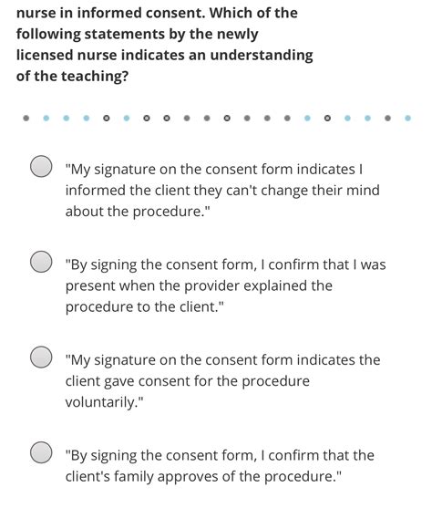 Solved nurse in informed consent. Which of the following | Chegg.com