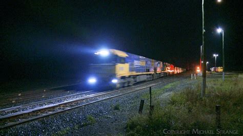 7MP7 Pacific National Container Train At Night 15 4 2023 PoathTV