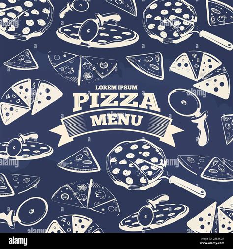 Vintage Pizza Menu Cover Design Food Design Pattern For Menu Vector