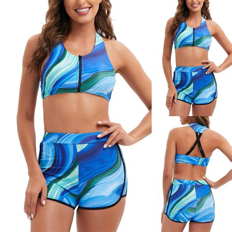 Tponi Full Coverage Swimsuits For Women One Piece Elastic Blue Clearance Underwear Bikini Xxl