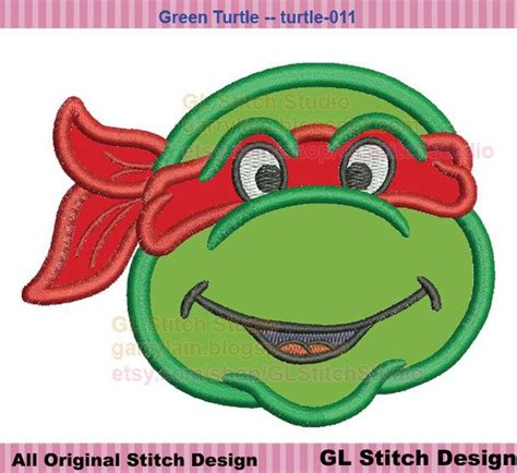 Mutant Ninja Turtle Head Machine Embroidery Applique Sea Animal