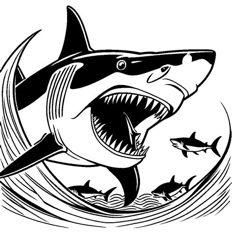 Megalodon shark attacking fish coloring page Lulu Pages