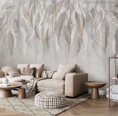 Эко-обои с изображением оливковых листьев для акцентной стены | Mural ...