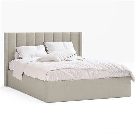 Emilie Double Beige Storage Wing Gas Lift Bed Frame - Bunnings Australia