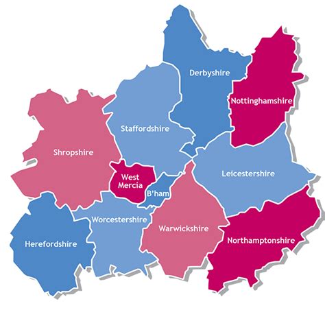 Map Of Midlands Counties - Shari Demetria