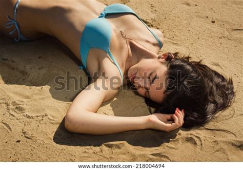 Sexual Girl Bikini Relaxing On Sandy Stock Photo 218004694 Shutterstock