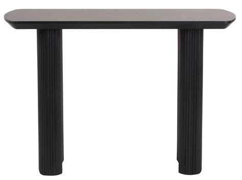 Bern Black Oval Console Table With Fluted Ribbed Double Pedestal Base