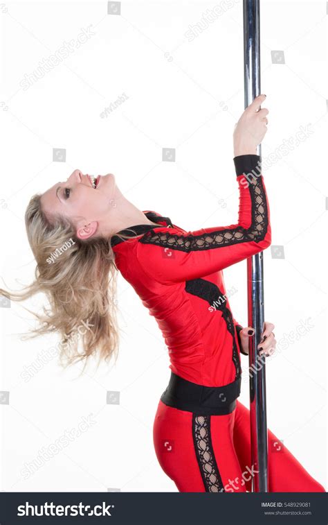 Sexy Blonde Pole Dancer Woman Isolated Stock Photo Shutterstock
