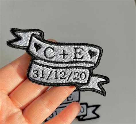 Custom Anniversary Date And Couple Initials Embroidered Patches Iron