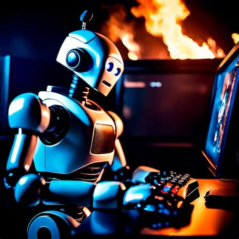 premium ai image robot playing video games