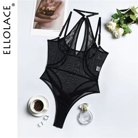 Billionm Ellolace Halter Bodysuit Lingerie Collar Sexy Transparent