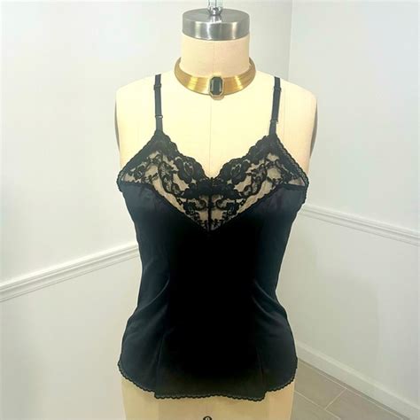 American Vintage Tops Vintage Black Lace V Neck Camisole Lingerie Top S Vintage Poshmark