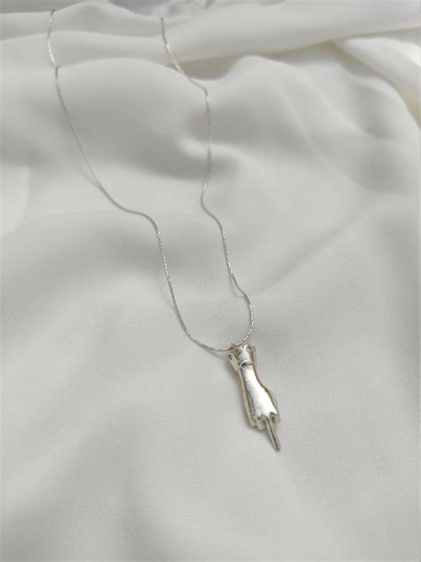 Middle Finger Necklace Fuck Off Jewelry Fuck Off Charm Sterling Silver Hand Gesture