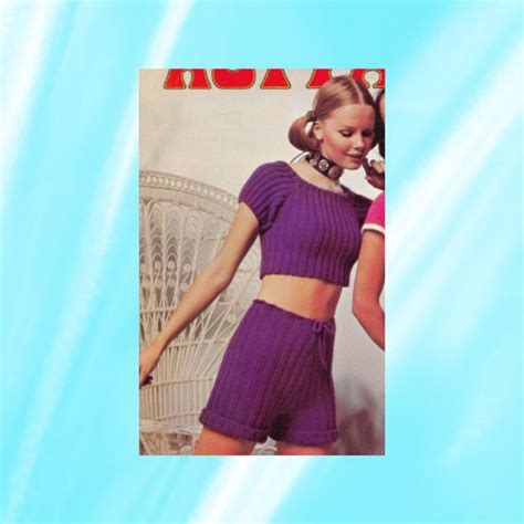 Vintage Crochet Knit Cropped Hot Pants Set Cute Comfy Retro Women S Summer Set Pattern From