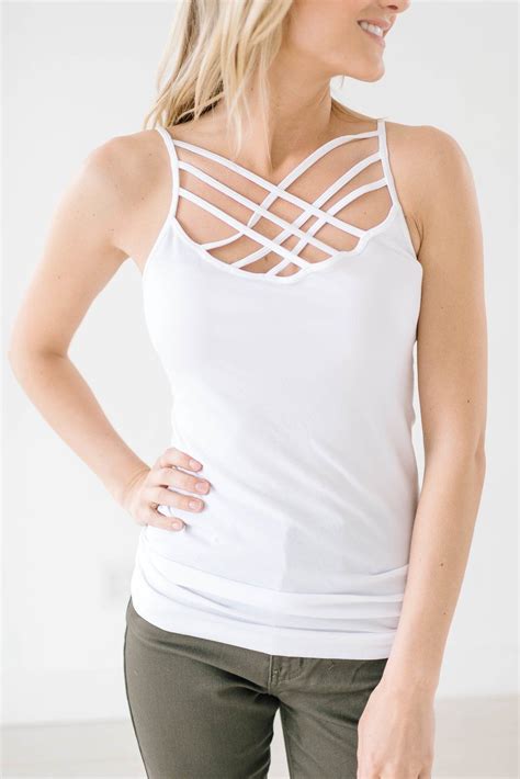 Criss Cross Cami In White Tank Top Fashion Boutique Clothing Cami