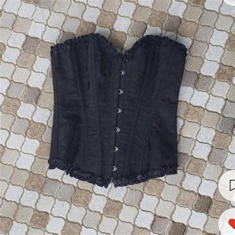 Repop Black Lace Up Corset Size Small Size Depop