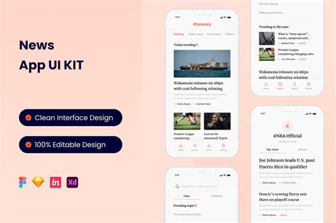 新闻移动应用 App UI Kit FIG SKETCH XD 云瑞设计