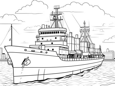 Cargo Ship Coloring Page For Download Coloring Page