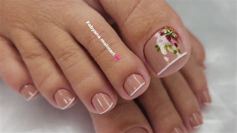 unhas decoradas dos pés nude Adesivos de rosas YouTube