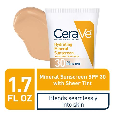 Cerave Tinted Sunscreen With Spf Hydrating Mineral Sunscreen With