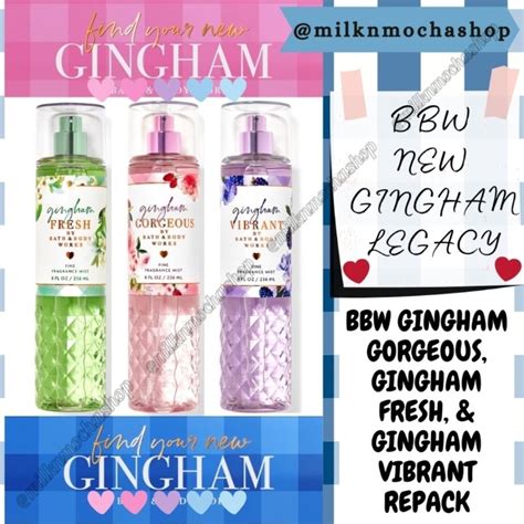 BBW TESTER GINGHAM GORGEOUS GINGHAM FRESH GINGHAM VIBRANT REPACK 0 5ML 12ML BBW USA TRIAL