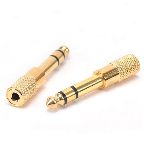 2 PCS 6 5mm To 3 5mm Gold Female To Male Headphone Stereo Audio Jack