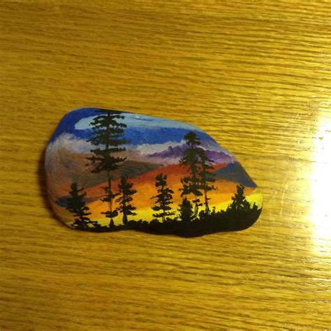 Painted Rock Pretty Sunset Painting On Stone Pebble Painting Love Painting Pebble Art