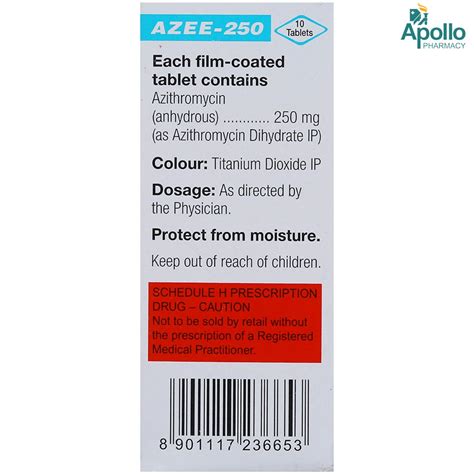 Azee 250 Tablet 10 S Price Uses Side Effects Composition Apollo