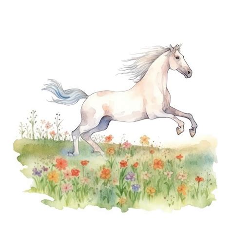 Premium Ai Image Watercolor Painting Of A Herd Of Horses On The Meadow