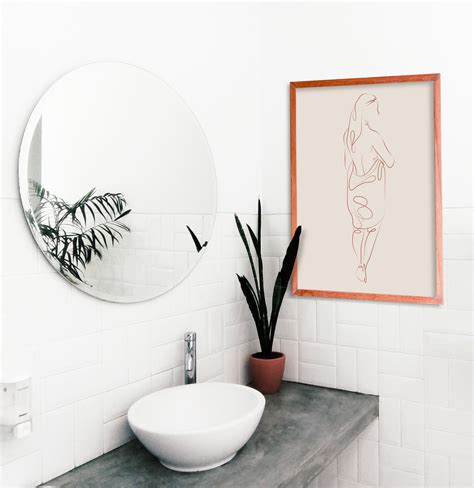 Bathroom Line Art Print Naked Woman Line Art Minimalist Line Art Single Line Art INSTANT