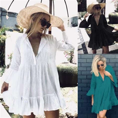 I U Summer Sunscreen Women Beach Bathing Suit Swim Bikini Swimsuit Oversized Cover Up Dresses