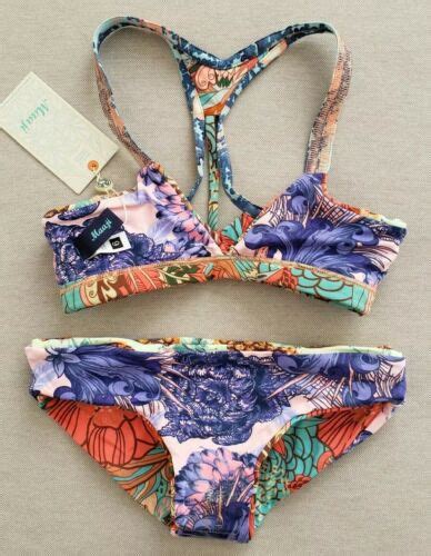 NWT Pc Maaji Girls Orange Colada Reversible Bikini Set Size