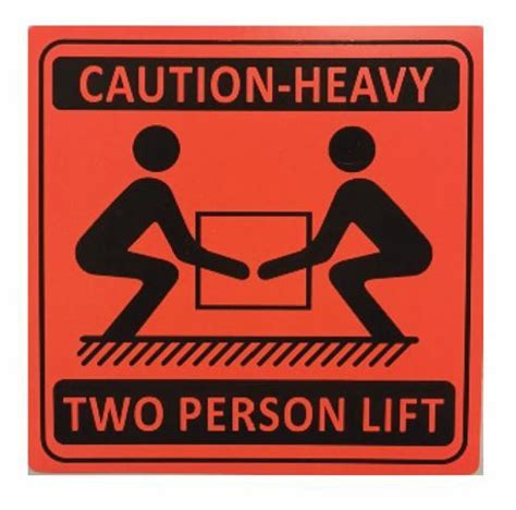 Two Person Lift Handling Label Orangeblack 99mm X 99mm Carton 12 Shop 247 At Packnet