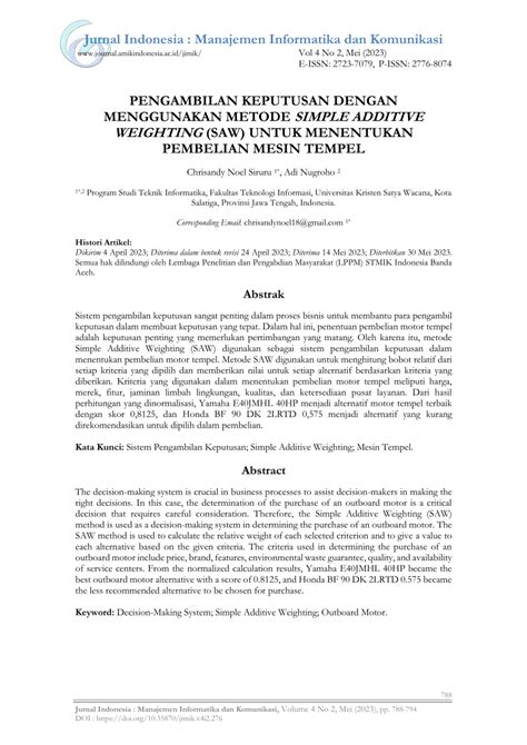 PDF PENGAMBILAN KEPUTUSAN DENGAN MENGGUNAKAN METODE SIMPLE ADDITIVE