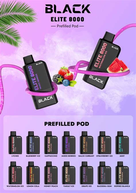 dispods blcn black elite  puffs  flavors