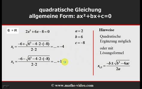 Quadratische Gleichungen Mathe Video Youtube