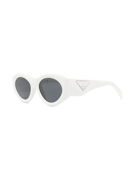 Prada Eyewear Logo Plaque Sunglasses White Farfetch Uk