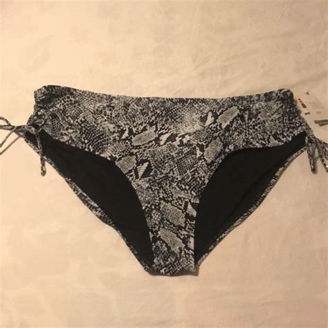 Time And Tru Swim New Time And Tru Black And White Snakeskin Print Side Tie Bikini Swim