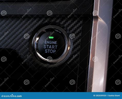 Engine Start Button, Modern Car Start and Stop Button Stock Photo - Image of starter, detail ...