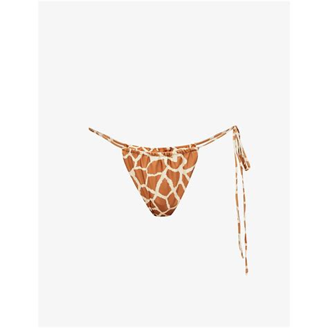 INAMORATA Las Olas Abstract Pattern Mid Rise Bikini Bottoms Giraffe Editorialist