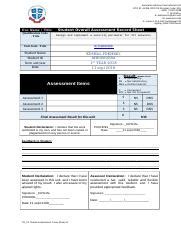 Overall Assessment Cover Sheet Docx Australian Harbour International